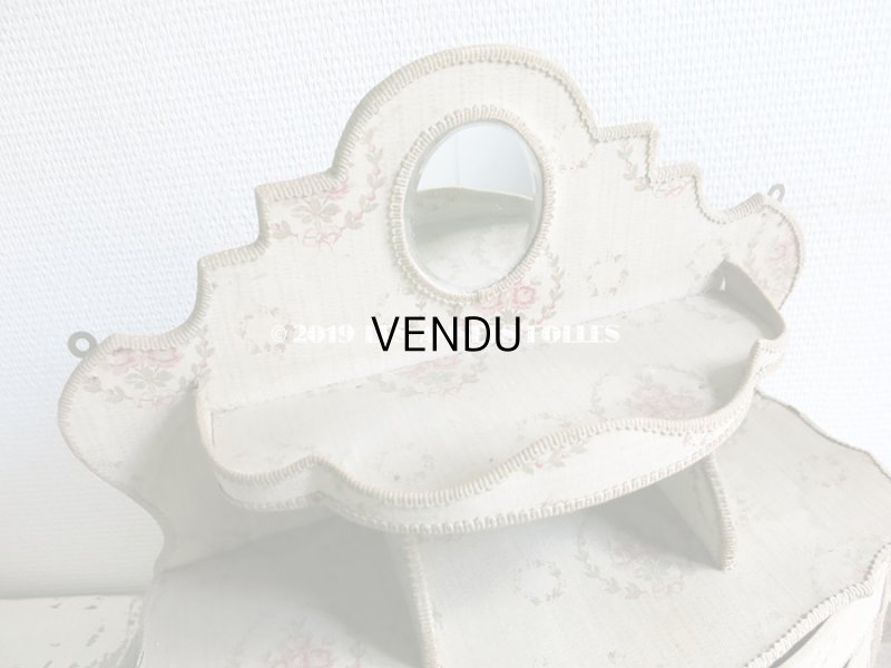 画像7: 【セール対象外】1910年代 アンティーク カルトナージュチェスト  薔薇のブーケのメダイヨン  ミラー付