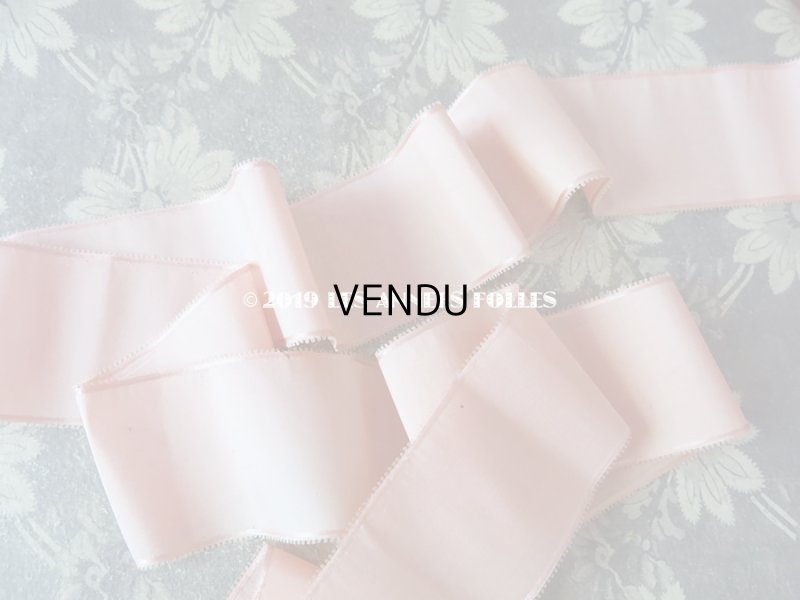 画像4: アンティーク シルク製 ピコットリボン ピンク サテン縁取り 180cm