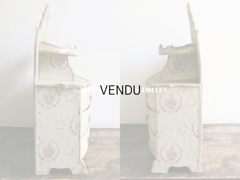 画像6: 【セール対象外】1910年代 アンティーク カルトナージュチェスト  薔薇のブーケのメダイヨン  ミラー付
