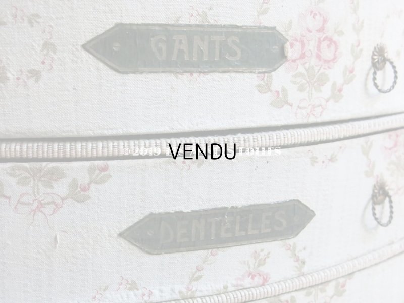 画像11: 【セール対象外】1910年代 アンティーク カルトナージュチェスト  薔薇のブーケのメダイヨン  ミラー付