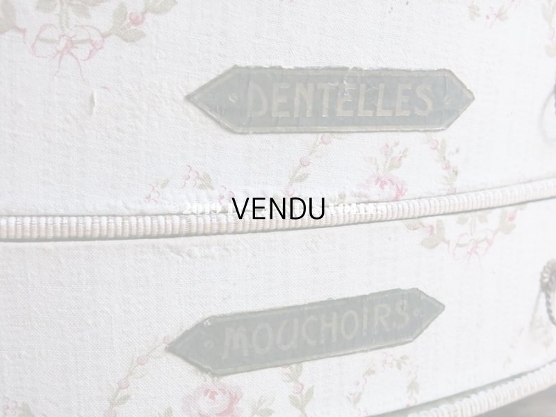 画像12: 【セール対象外】1910年代 アンティーク カルトナージュチェスト  薔薇のブーケのメダイヨン  ミラー付