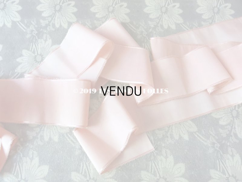 画像5: アンティーク シルク製 ピコットリボン ピンク サテン縁取り 180cm