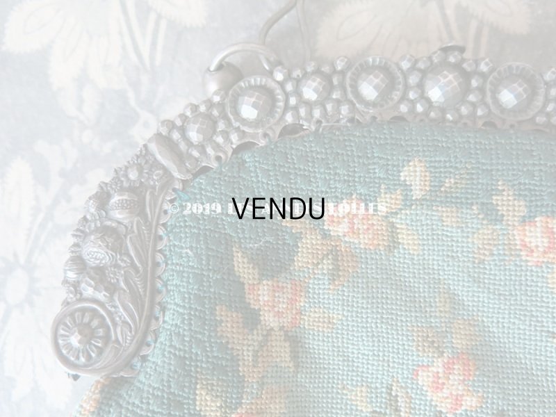 画像8: 19世紀末 アンティーク  オモニエール 薔薇模様 ニードルポイント  プチポワン