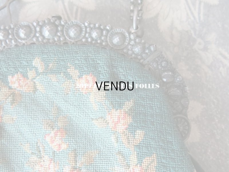 画像9: 19世紀末 アンティーク  オモニエール 薔薇模様 ニードルポイント  プチポワン