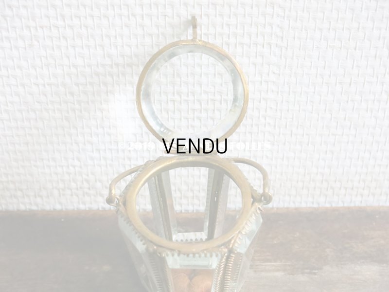 画像8: 19世紀末 アンティーク パニエ型 6角形のジュエリーボックス スモーキーオレンジのシルク製クッション