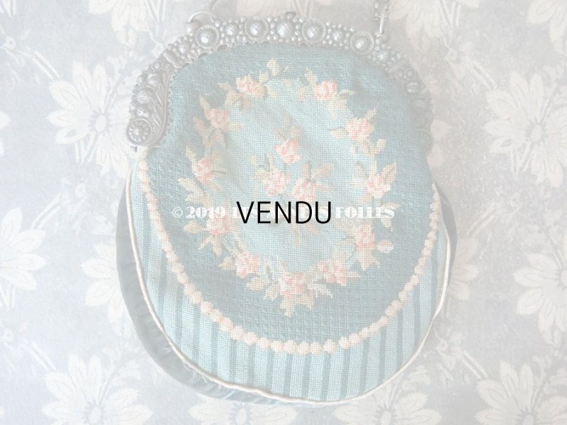 画像7: 19世紀末 アンティーク  オモニエール 薔薇模様 ニードルポイント  プチポワン