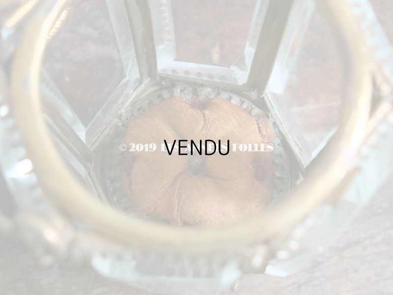 画像9: 19世紀末 アンティーク パニエ型 6角形のジュエリーボックス スモーキーオレンジのシルク製クッション