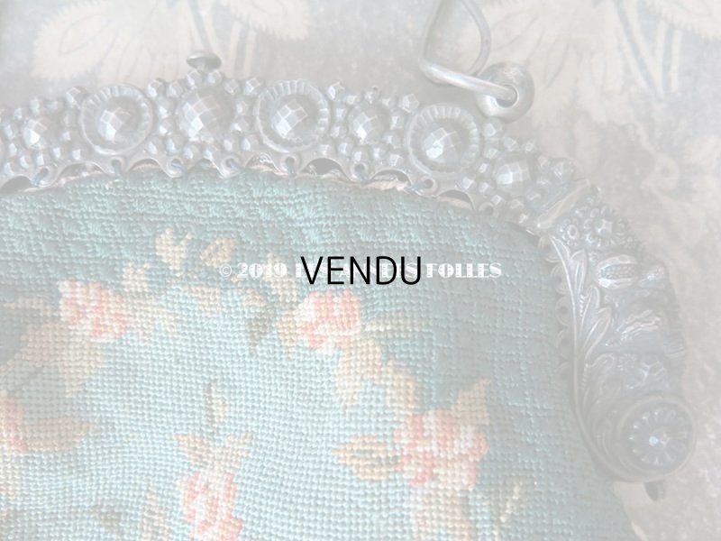 画像5: 19世紀末 アンティーク  オモニエール 薔薇模様 ニードルポイント  プチポワン