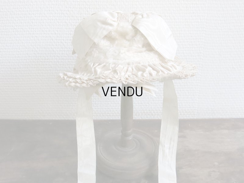 画像7: 新品同様 19世紀末 アンティーク リボンが結ばれた ドール用の帽子 シルクギャザー＆フリル&レース  ドールハット