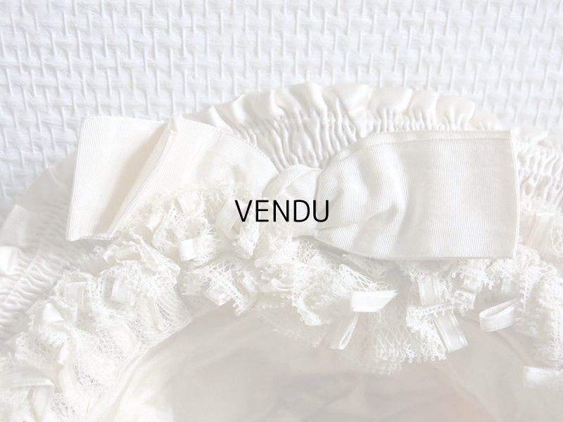 画像16: 新品同様 19世紀末 アンティーク リボンが結ばれた ドール用の帽子 シルクギャザー＆フリル&レース  ドールハット