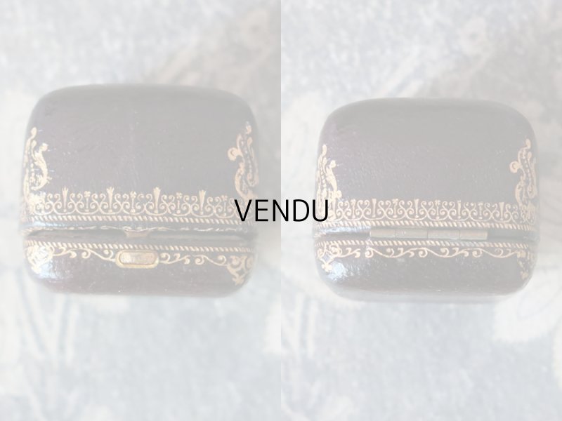 画像4: アンティーク 本革製 ジュエリーボックス 金彩入り ブラウン リングボックス