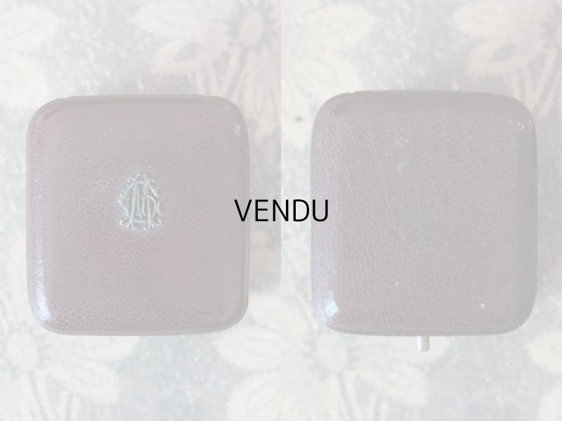 画像3: アンティーク 本革製 ジュエリーボックス メタルのモノグラム入り 【 GM 】 ブラウン リングボックス