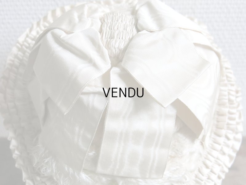 画像14: 新品同様 19世紀末 アンティーク リボンが結ばれた ドール用の帽子 シルクギャザー＆フリル&レース  ドールハット