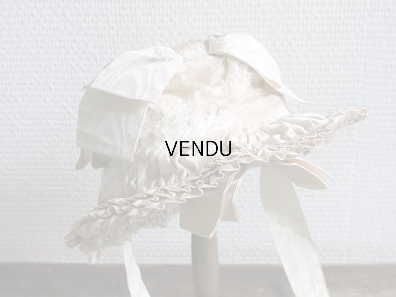 画像4: 新品同様 19世紀末 アンティーク リボンが結ばれた ドール用の帽子 シルクギャザー＆フリル&レース  ドールハット