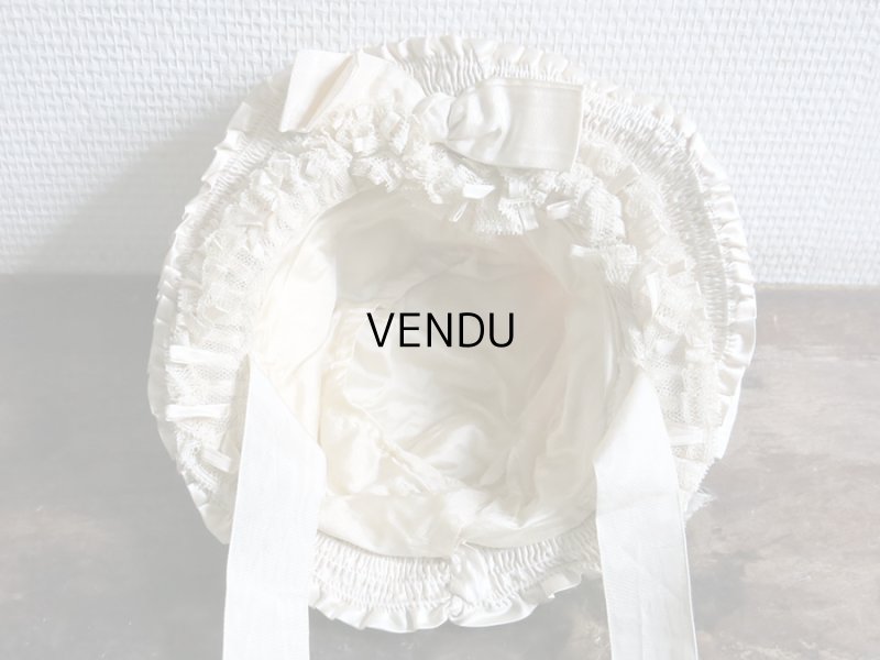 画像15: 新品同様 19世紀末 アンティーク リボンが結ばれた ドール用の帽子 シルクギャザー＆フリル&レース  ドールハット