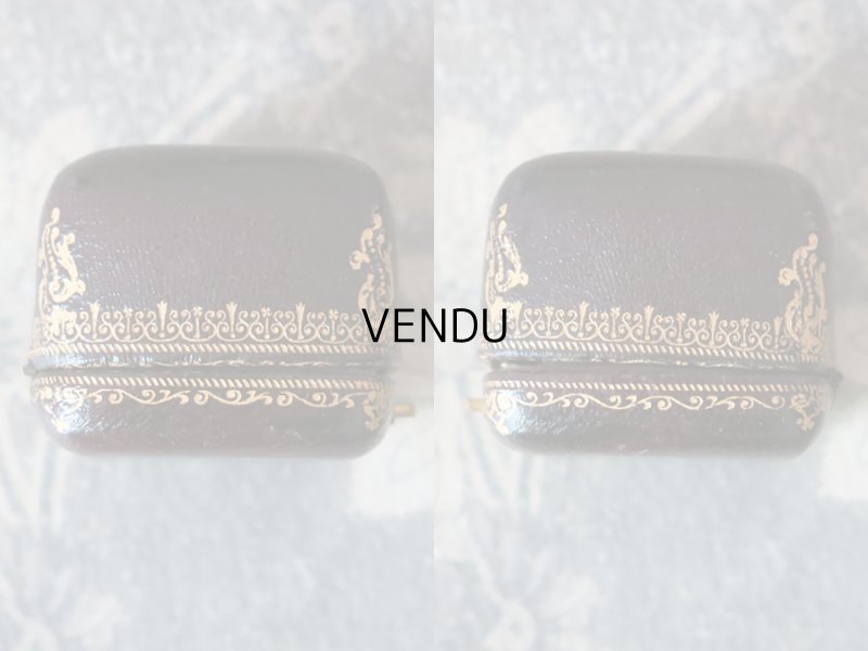 画像5: アンティーク 本革製 ジュエリーボックス 金彩入り ブラウン リングボックス