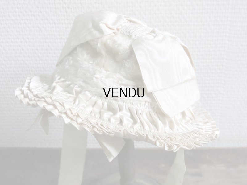 画像6: 新品同様 19世紀末 アンティーク リボンが結ばれた ドール用の帽子 シルクギャザー＆フリル&レース  ドールハット