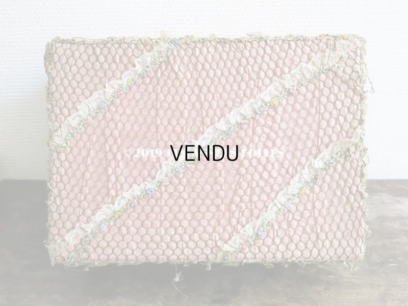 画像3: 1900年代 アンティーク 大きなカルトナージュボックス 薔薇のロココトリム＆レースの装飾 オールドローズ