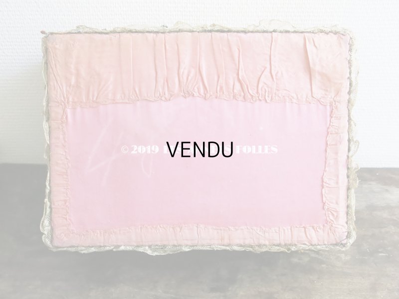 画像4: 1900年代 アンティーク 大きなカルトナージュボックス 薔薇のロココトリム＆レースの装飾 オールドローズ