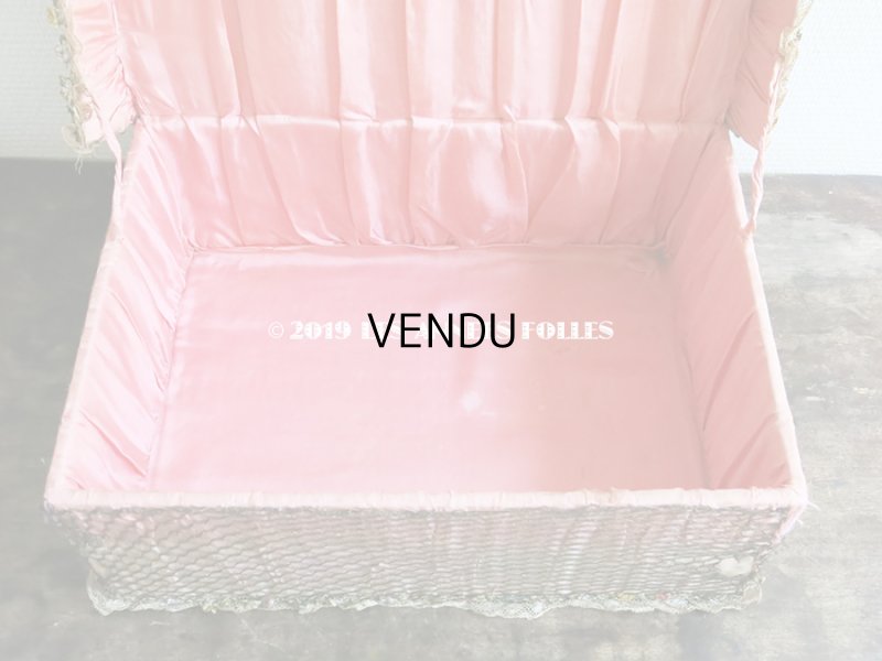 画像8: 1900年代 アンティーク 大きなカルトナージュボックス 薔薇のロココトリム＆レースの装飾 オールドローズ