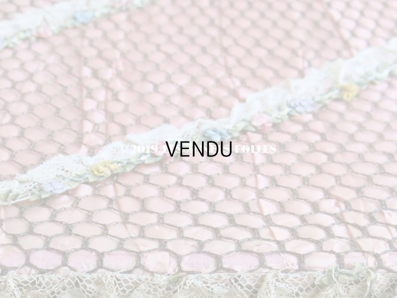 画像11: 1900年代 アンティーク 大きなカルトナージュボックス 薔薇のロココトリム＆レースの装飾 オールドローズ