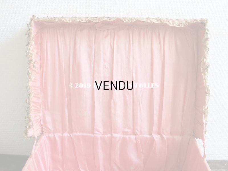 画像6: 1900年代 アンティーク 大きなカルトナージュボックス 薔薇のロココトリム＆レースの装飾 オールドローズ