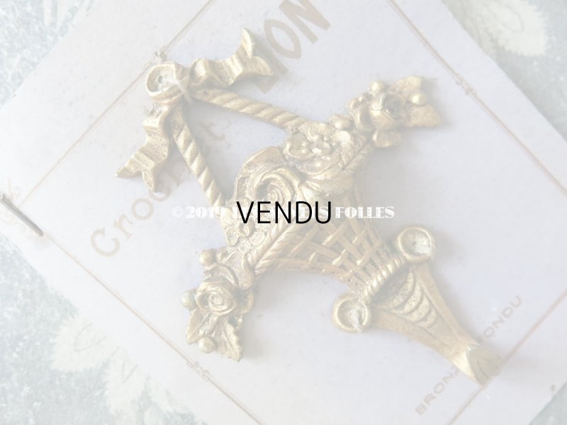 画像4: アンティーク フック 薔薇の花かご ブロンズ製 オーナメント