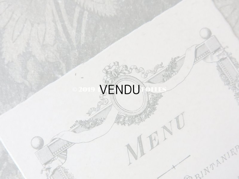 画像4: アンティーク メニューカード MENU 薔薇＆リボンのガーランド