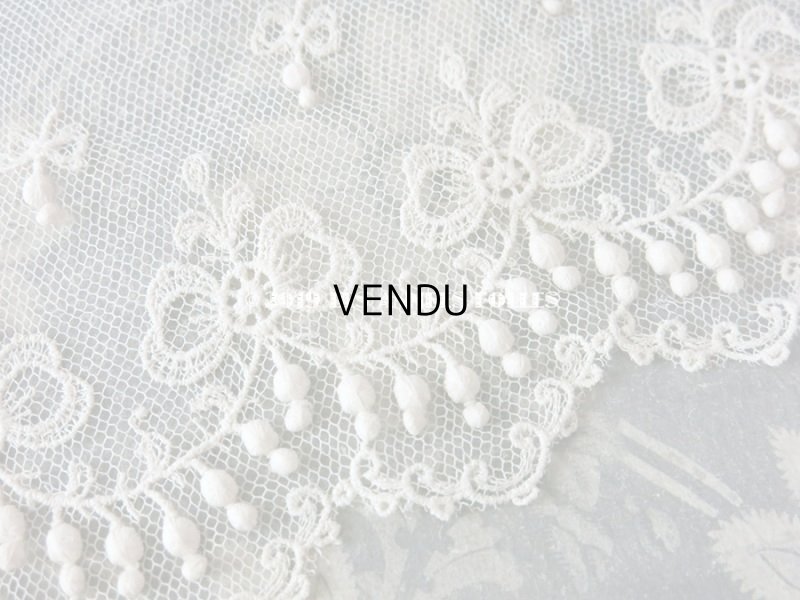 画像4: アンティーク 小さなポンポン付 幅広レース