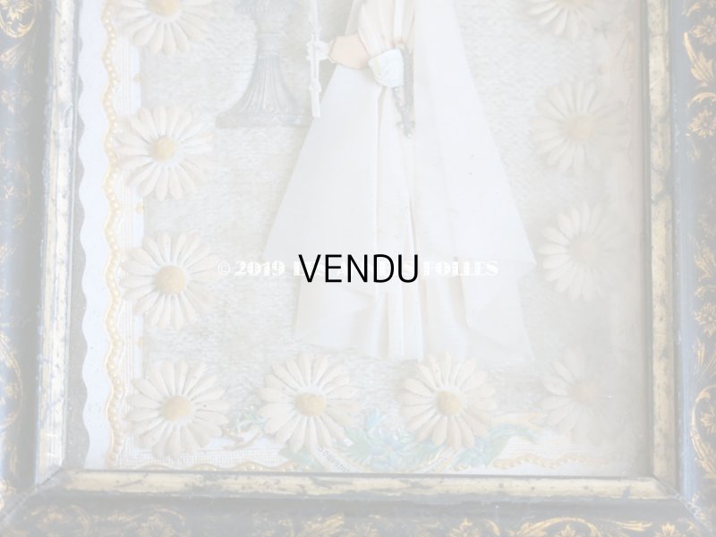 画像6: 19世紀 アンティーク 小さなガラスのフレーム入り コミュニオンのカニヴェ 初聖体