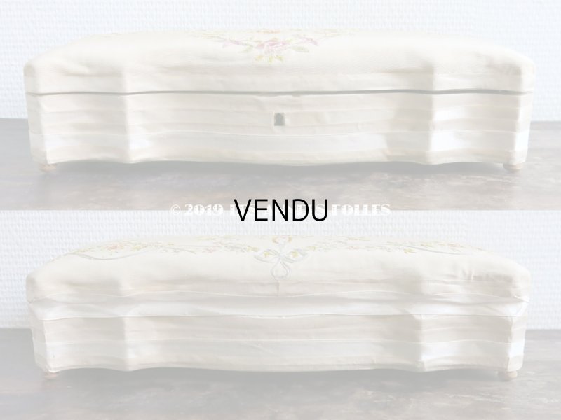 画像11: 19世紀 アンティーク グローブボックス 薔薇の花かごの刺繍入り ローズパニエ