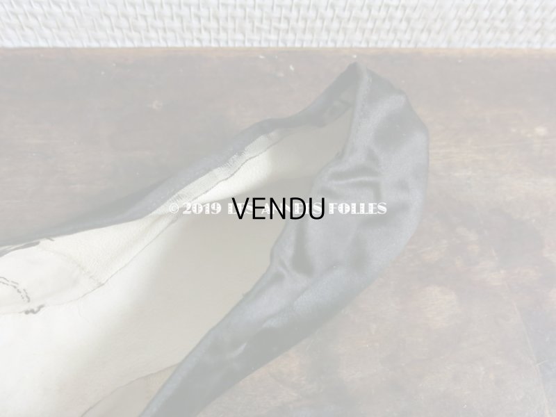 画像6: 19世紀前期(1800〜1850） アンティーク 黒いシルクサテンのシューズ 