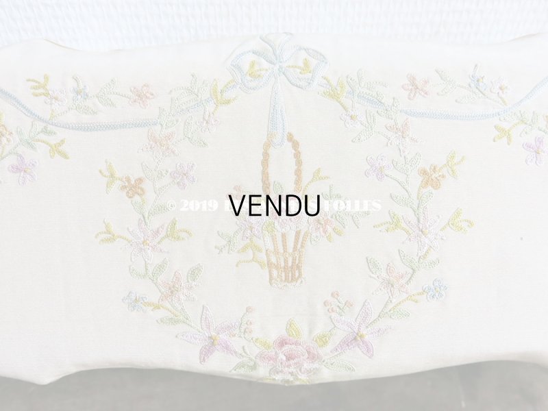 画像4: 19世紀 アンティーク グローブボックス 薔薇の花かごの刺繍入り ローズパニエ