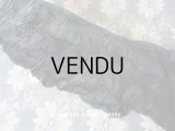 未使用 アンティーク  幅広 シルクオーガンジー　プリーツ & フリルリボン 15cm幅 黒 90cm