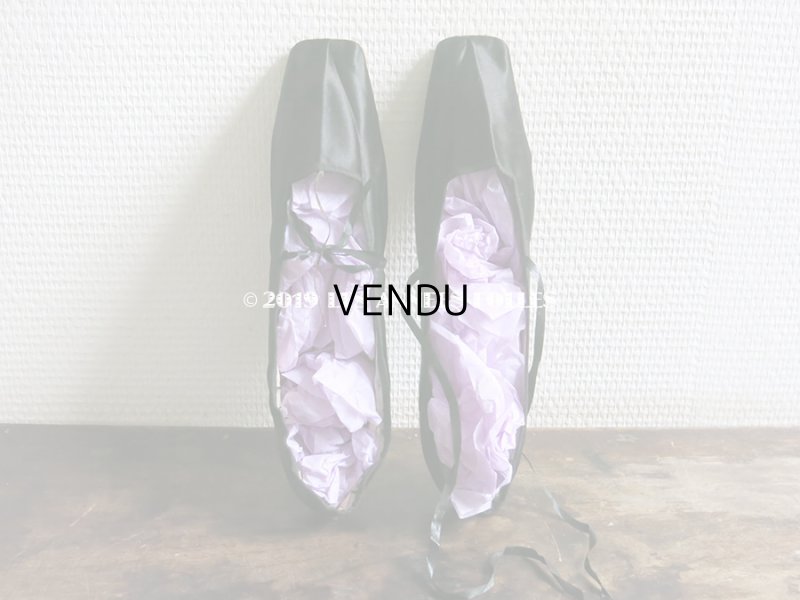 画像10: 19世紀前期(1800〜1850） アンティーク 黒いシルクサテンのシューズ 