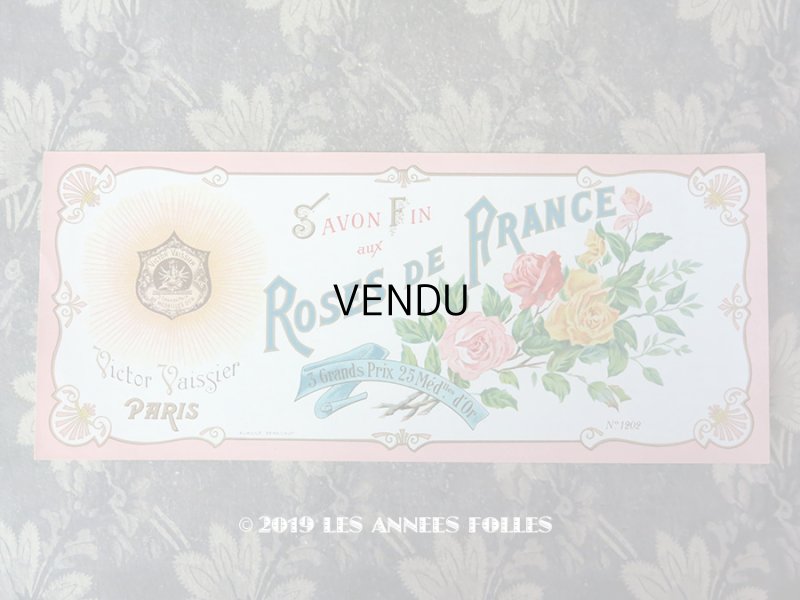 画像1: アンティーク 薔薇のソープラベル SAVON FIN AUX ROSES DE FRANCE - VICTOR VAISSIER PARIS - 