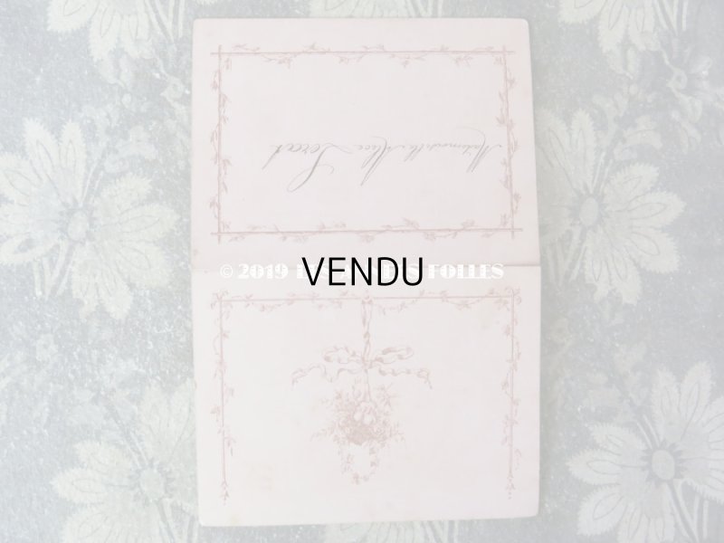 画像4: 1881年 アンティーク メニューカード MENU リボンが結ばれた薔薇＆フルーツのパニエ