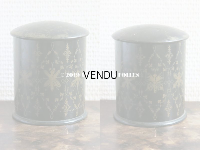 画像3: 19世紀 アンティーク ナポレオン3世 パピエマシェ 昆虫柄 ティーキャニスター　茶筒