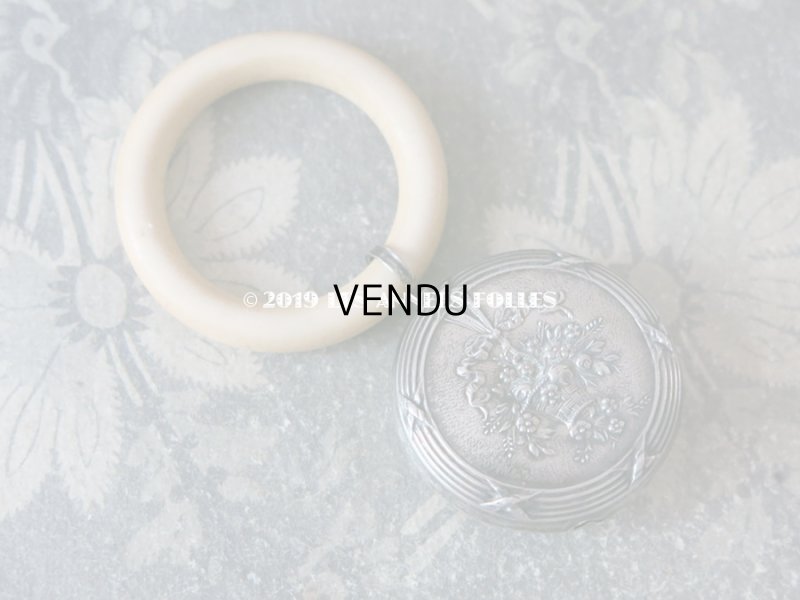 画像3: アンティーク シルバー製 ラトル 薔薇の花かご