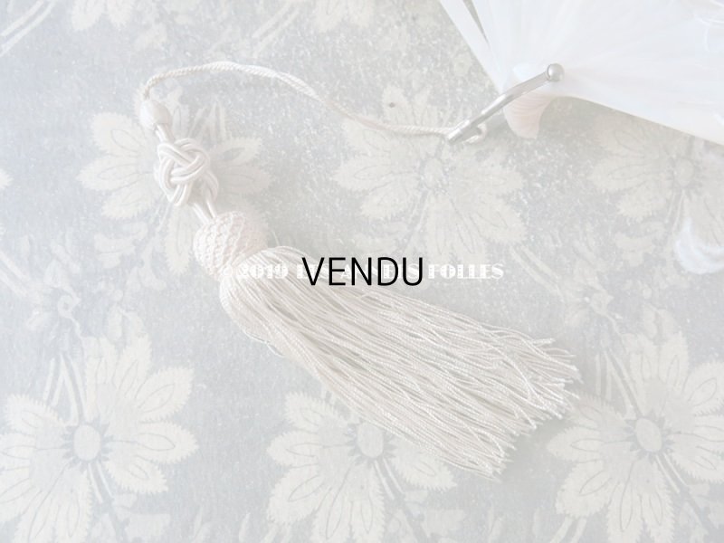 画像5: 1900年代 アンティーク シェル & オフホワイトのフェザーのファン  マザーオブパール (69)