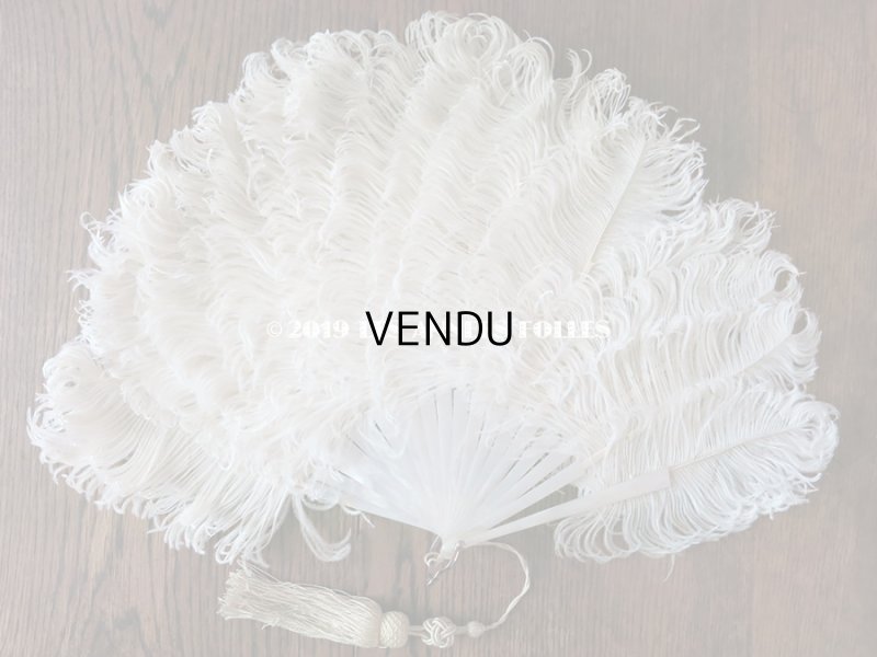 画像3: 1900年代 アンティーク シェル & オフホワイトのフェザーのファン  マザーオブパール (69)