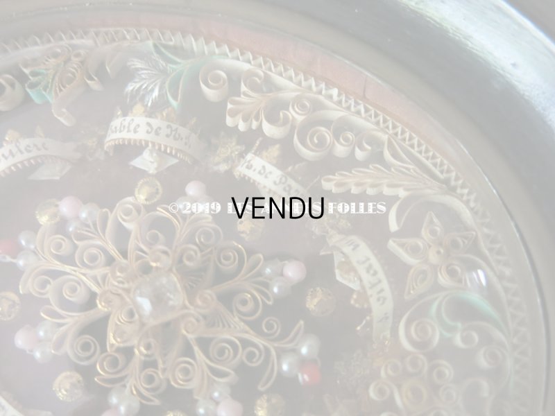 画像7: 19世紀 アンティーク ルリケール 草花＆クロス 聖遺物のガラスフレーム 聖人の遺品 封蝋付き ペーパーロール