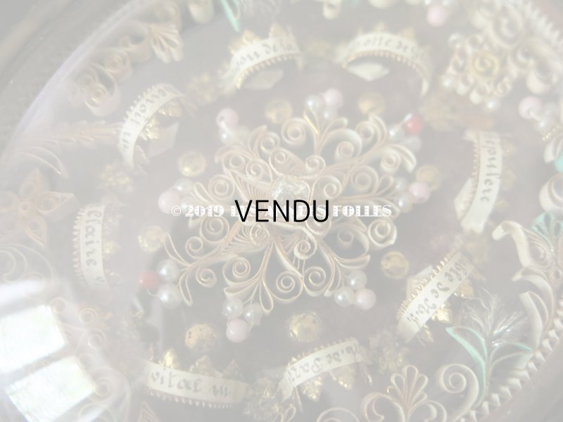 画像5: 19世紀 アンティーク ルリケール 草花＆クロス 聖遺物のガラスフレーム 聖人の遺品 封蝋付き ペーパーロール