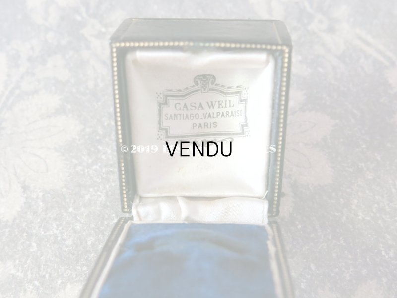 画像3: アンティーク 本革製 ジュエリーボックス リングボックス ダークブルーのベルベット (18)