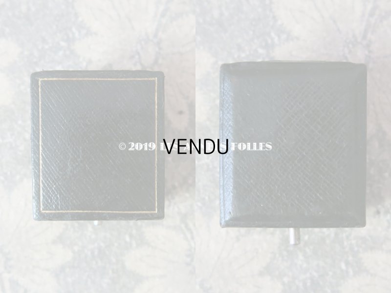 画像6: アンティーク 本革製 ジュエリーボックス リングボックス ダークブルーのベルベット (18)