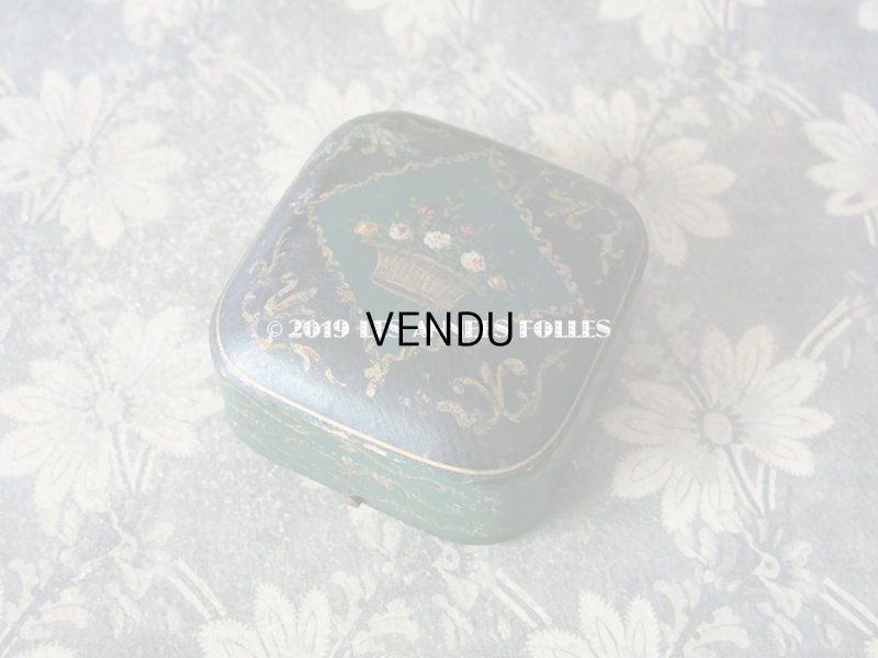 画像3: 19世紀末 アンティーク 薔薇のジュエリーボックス ブレスレット用　ダークブルーのベルベット ＆ 薔薇のペイント入りシルクサテン  (81)