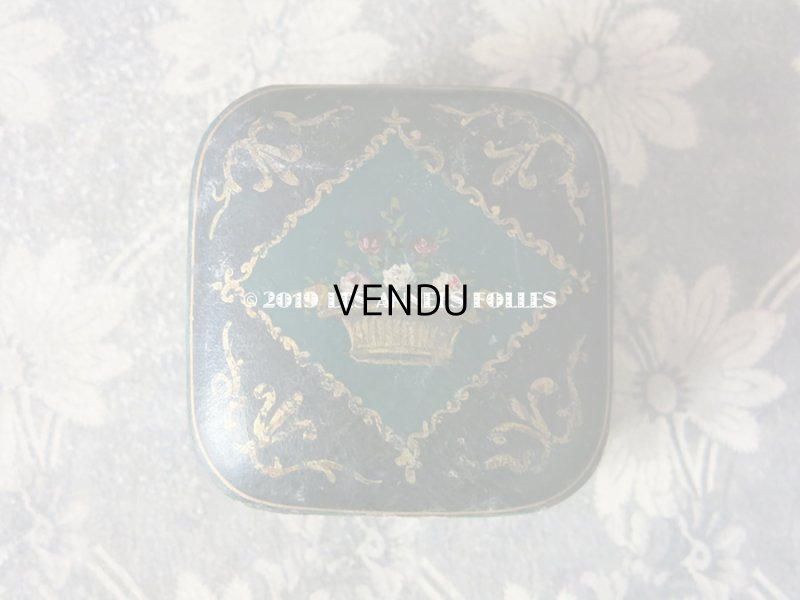 画像5: 19世紀末 アンティーク 薔薇のジュエリーボックス ブレスレット用　ダークブルーのベルベット ＆ 薔薇のペイント入りシルクサテン  (81)