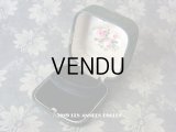 19世紀末 アンティーク 薔薇のジュエリーボックス ブレスレット用　ダークブルーのベルベット ＆ 薔薇のペイント入りシルクサテン  (81)