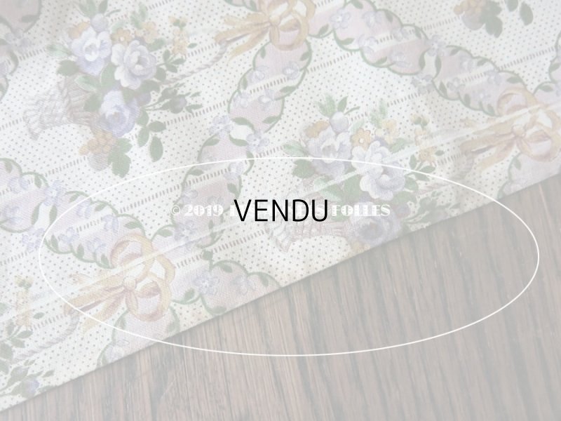 画像16: 未使用 1930年代 アンティーク  ローズパニエ柄 ファブリック 薄紫 78×310cm