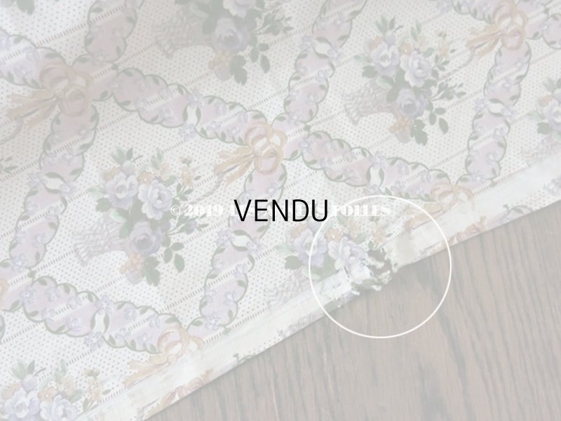 画像13: 未使用 1930年代 アンティーク  ローズパニエ柄 ファブリック 薄紫 78×310cm